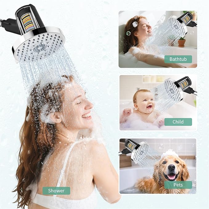 SR SUN RISE Shower Head Filter-Filtered shower head Replacement Cartridges, Reduces Chlorine & Chemicals, pH Balanced Water for Soft Skin & Healthy Hair（2-Pack）