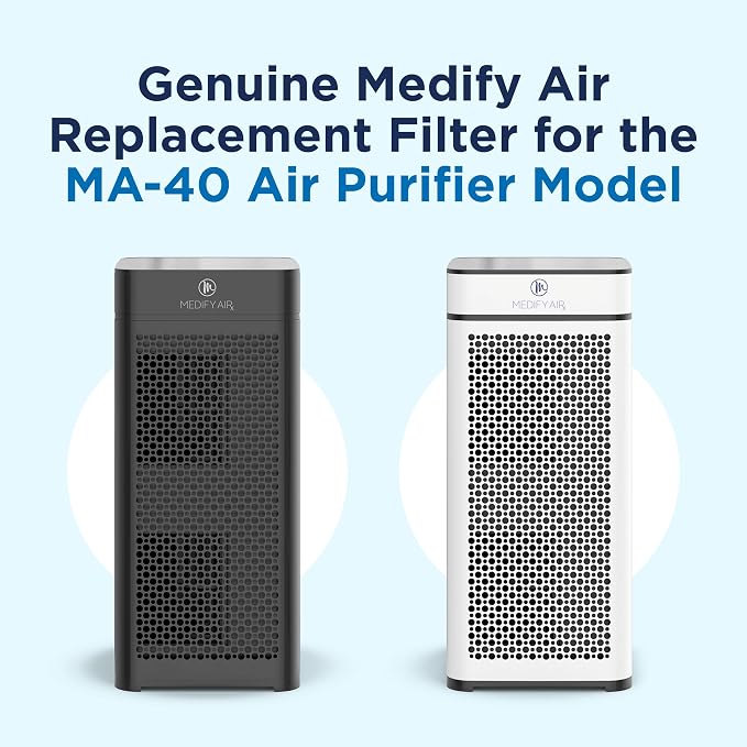 Medify MA-40 Genuine Replacement Filter for Allergens, Smoke, Wildfires, Dust, Odors, Pollen, Pet Dander | 3 in 1 with Pre-filter, HEPA and Activated Carbon for Removal to 0.3 Microns | 1-Pack
