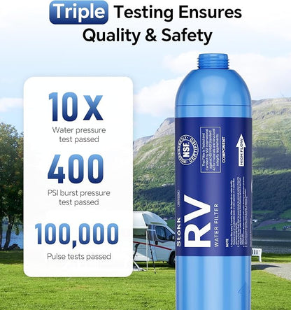 Stokk RV Water Filter with Flexible Hose Protector, NSF Certified, Inline Water Hose Filter for Garden, Camper and Pool, Greatly Reduces Bad Taste, Chlorine, Odor, Rust and Sediment, 2 Pack