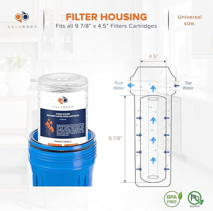 Aquaboon 1 Micron String Wound Water Filter 10x4.5 Replacement - Whole House Water Filter Cartridge Compatible with WP5BB97P,WP10BB97P, AP810, 4-Pack
