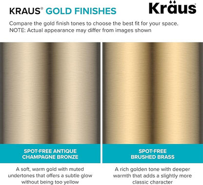 KRAUS Oletto 2-in-1 Commercial Style Pull-Down Single Handle Water Filter Kitchen Faucet for Reverse Osmosis or Water Filtration System in Spot-Free Antique Champagne Bronze, KFF-2631SFACB