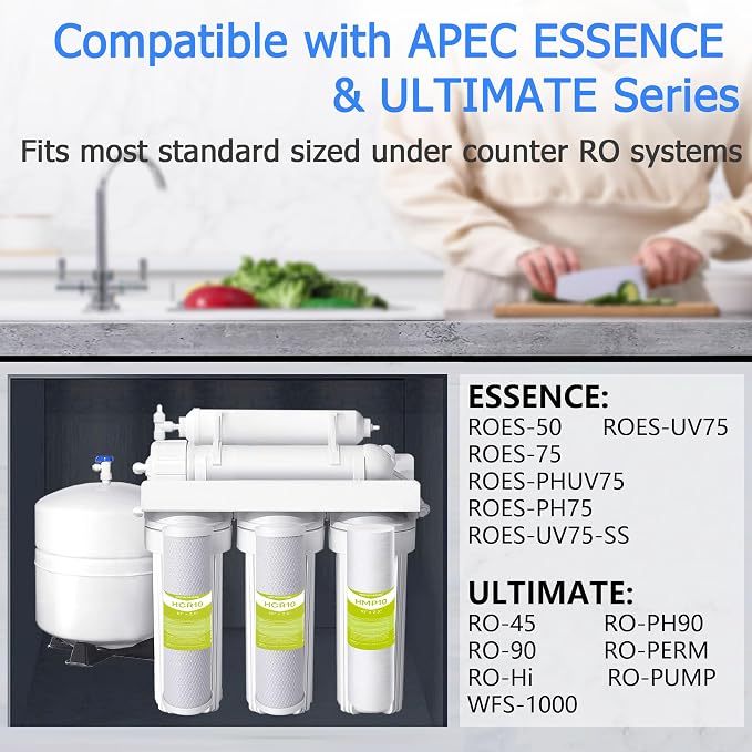 1-3 Stage Pre-Filter, Fit for APEC Essence, Ultimate RO(45, 90, PH90, Hi, PERM, Pump), ROES-50, ROES-75, ROES-PH75, WFS-1000 Water Filter System