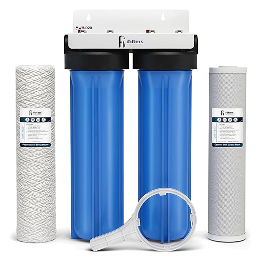 Whole House Filtration System 20" Dual Stage Commercial Grade Sediment Chlorine Taste Odor VOCs 1" Port