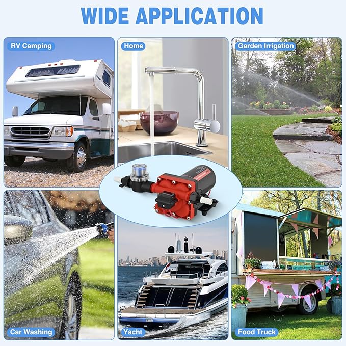 Nilight RV Water Pump 12v Camper Water Pump 5.5 GPM 70 PSI with Pressure Switch& Strainer Heavy Duty Diaphragm Pump 12 Volt DC Upgrade Self-Priming Low Noice for RV Camper Marine Yacht Caravan Trailer