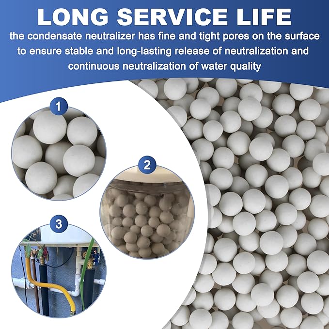 1 Bag Condensate Neutralizer Refill 3.3 Lbs - 7-8mm Calcite Pellets, pH Neutralizer Media for Water Heater Filter & Condensate Kit (1 Bag Condensate Neutralizer Refill)