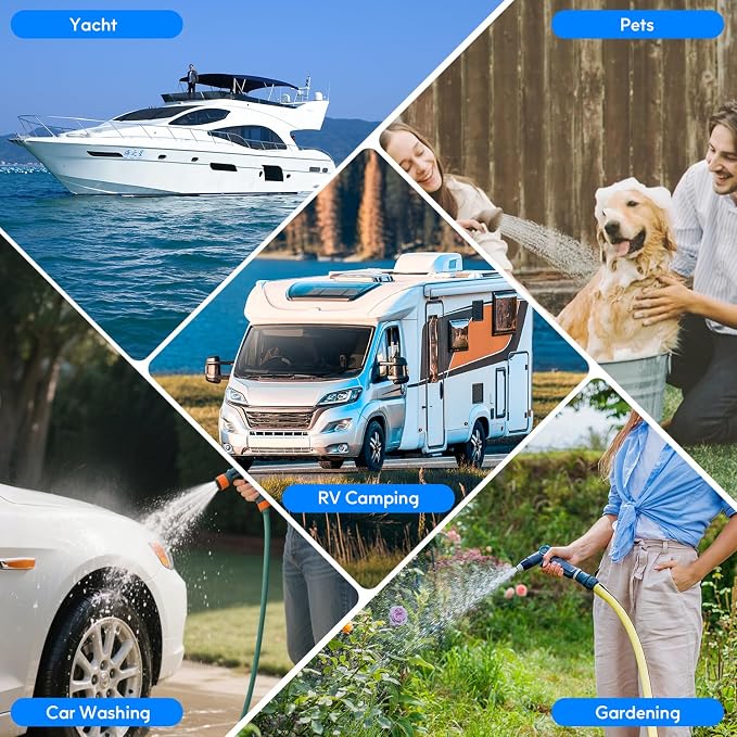 Lifefilter RV Water Filter with 90 Degree Elbow and Flexible Hose Protector | Reduces Chlorine, Bad Taste, Odor in Drinking Water, Dedicated for RVs Campers Marines, 4 Pack
