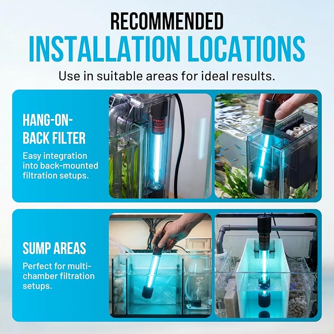 Aquarium UV-C Light 5W – Submersible UV Clarifier for Freshwater & Saltwater Tanks, Sumps & Small Ponds – Clears Green Water Fast – 9.8 ft Power Cord – Filter Sponge & 2 Suction Cups Included!