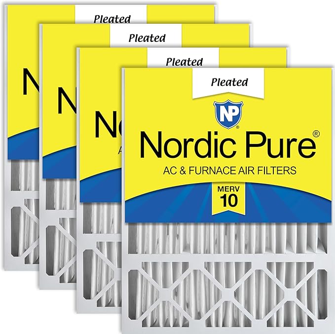 Nordic Pure 20x25x5 Honeywell/Lennox Replacement MERV 10 Air Filters 4 Pack | Actual Size: 19 7/8 x 24 7/8 x 4 3/8 Made in USA, Advanced HVAC Filtration, Mid-Sized Airborne Particles & Pet Dander