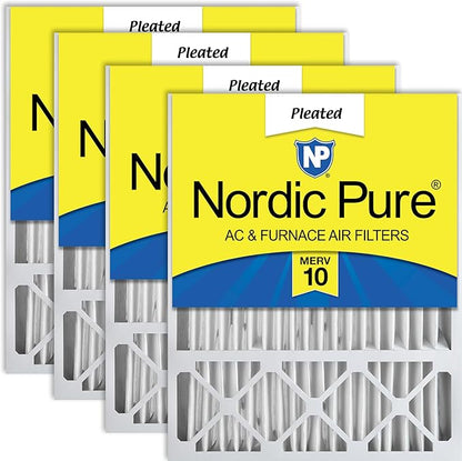Nordic Pure 20x25x5 Honeywell/Lennox Replacement MERV 10 Air Filters 4 Pack | Actual Size: 19 7/8 x 24 7/8 x 4 3/8 Made in USA, Advanced HVAC Filtration, Mid-Sized Airborne Particles & Pet Dander