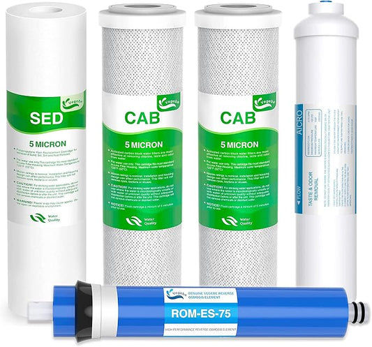 5 Stage 75 GPD RO Water Filter Set Replacement Fit for APEC Reverse Osmosis System (1/4" Output)