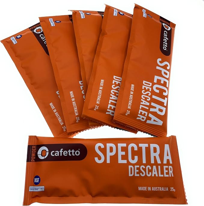 Cafetto Spectra Espresso Machine Descaler, Color Indicator Descaling Cleaning Powder Designed for Espresso Machine Water Tanks, Boilers and Coffee Brewers (Pack of 6)