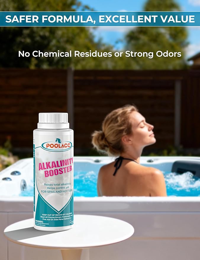 POOLACC Total Alkalinity Increaser for Hot Tub, Raises Alkalinity, Stabilizes pH Fluctuation, Keeps pH Balanced, Spa Maintenance Chemicals, 38oz