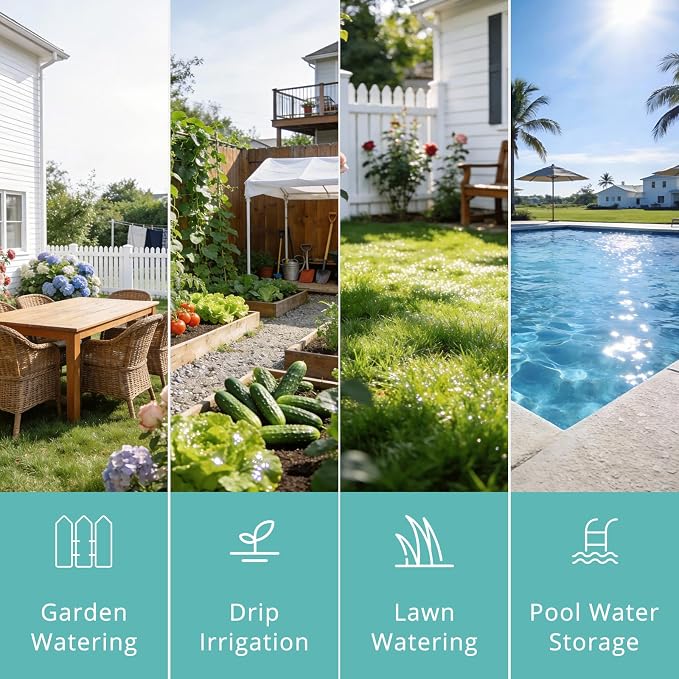 QUOBAS Sprinkler Timer for Garden Hose, Programmable Brass Water Timer | 4 Zone Hose Timer with Child Lock for Drip Irrigation, Pool, with Rain Delay/Auto/Manual, Waterproof Screen & Battery Powered