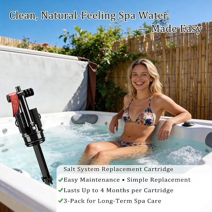 Hot Springs Salt Cartridge Replacement for Spas & Hot Tubs, Salt Cartridge for Hot Springs Spa, Chlorine-Generating Filter Compatible with Highlife & Limelight, Soft Water Gentle on Skin (3 Pack)