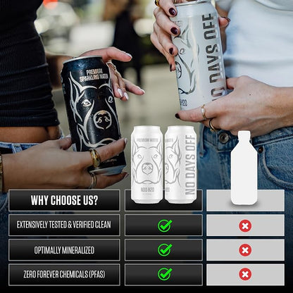 NO DAYS OFF Premium Water - 12 Pack, 16 fl oz, Still - 8.1pH Alkaline Ultra-Purified Reverse Osmosis with Electrolytes & Minerals - Calcium, Magnesium, Potassium - BPA-free 100% Recyclable Cans