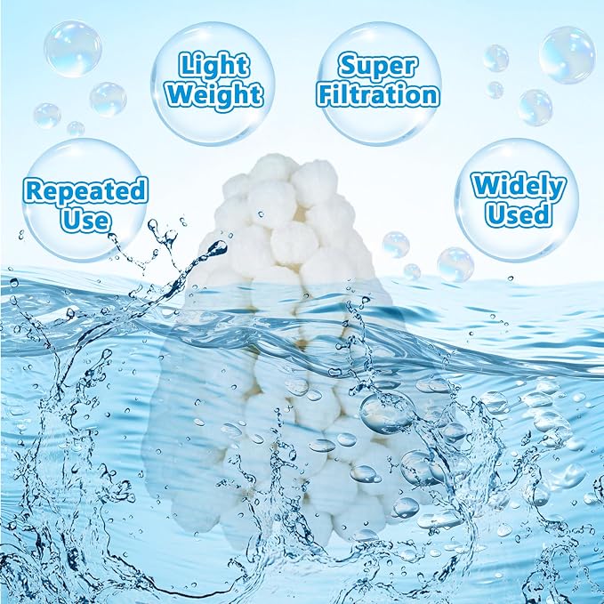 Pool Filter Balls (3.5 lbs) - Replaces 100 lbs of Filter Sand, Reusable & Eco-Friendly Polyester Fiber Filter Media for Sand Filter Pumps, Swimming Pools, Hot Tubs & Aquariums