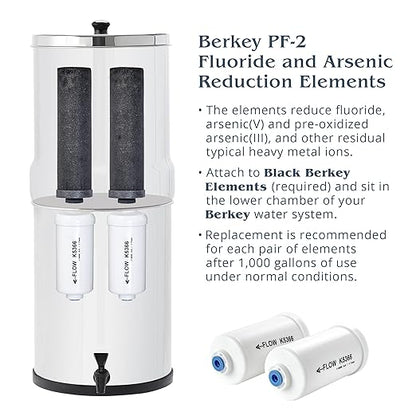 Imperial Berkey Gravity-Fed Water Filter System 4.5 Gallon with 2 Black Berkey Elements, 2 PF-2 Fluoride and Arsenic Reduction Elements