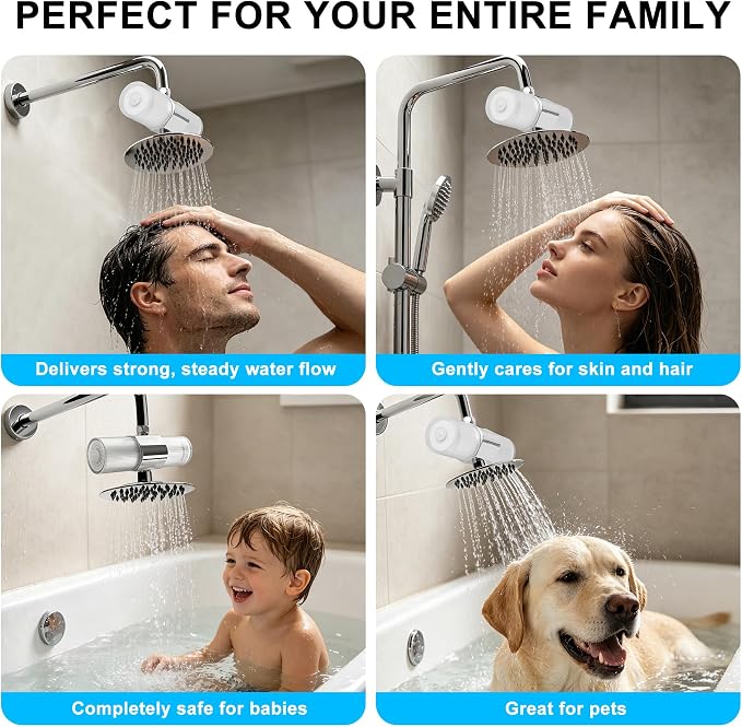Filtered Shower Head for Hard Water, High Pressure Shower Head | Water Softener Shower Head Filter with High Output, Easy Installation, Chrome