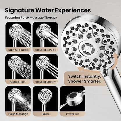 JOMOO Filtered Shower Head with Handheld, 4.5 Inch High Pressure Magnetic Showerhead with Filter, 7 Spray Modes Handheld Shower Head for Hard Water with Magnetic Docking, Chrome