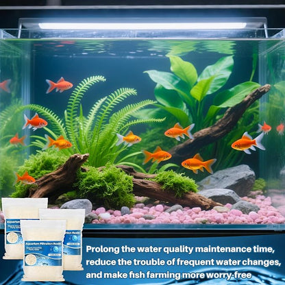 RAINFLOW Aquarium Resin - Organic Filtration Resin Remove Driftwood Tannins,Aquarium Filter Media Bags for Aquarium, Freshwater and Saltwater, Fish Tank,Trutle, Pond (5)