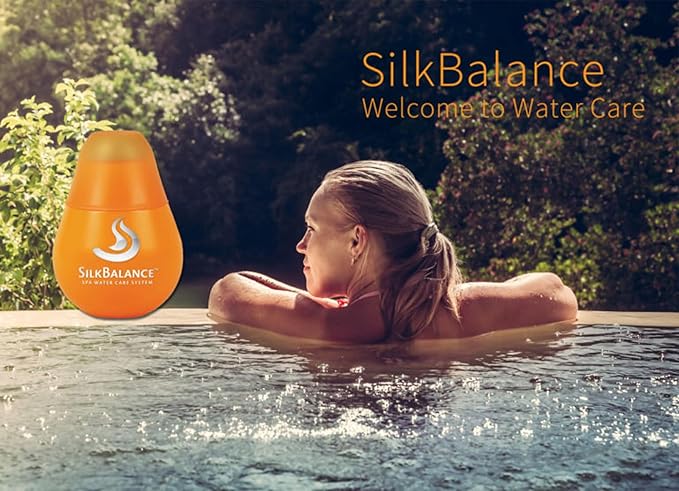 Silk Balance Natural Hot Tub Solution - 76 oz - Water Softener & Water Care System - Spa & Hot Tub Cleaner, Balancer, Clarifier, & Conditioner - 4 Month Supply Bundle with a Drawstring Bag