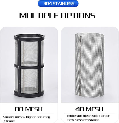 Water Filter, 3/4'' Female Twist-On Pipe Strainer | Nylon PA66 Cover, PC Bowl, 304 Stainless Screen, 40 and 80 Mesh