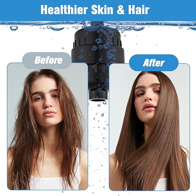 2 Pack Shower Head Filter for Hard Water, Multi-Stage Filtration Reduces Chlorine, Fluoride & Heavy Metals, Universal High Pressure Shower Filter for Skin & Hair, Matte Black
