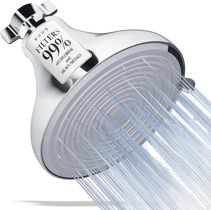 NUUD Filtered Shower Head - Removes Chlorine, Heavy Metals & Contaminants for Healthier Scalp Skin & Hair | Protects Colored Hair & Soothes Dry Skin - High Pressure Shower Head Filter - Chrome