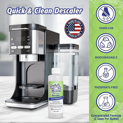 Quick & Clean 4-Pack of Cleaning Cups with Descaler Bundle (2 Total Uses) - 2.0 Compatible, Descaling Solution for Keurig, Nespresso, Ninja, Delonghi, All Coffee and Espresso Machines