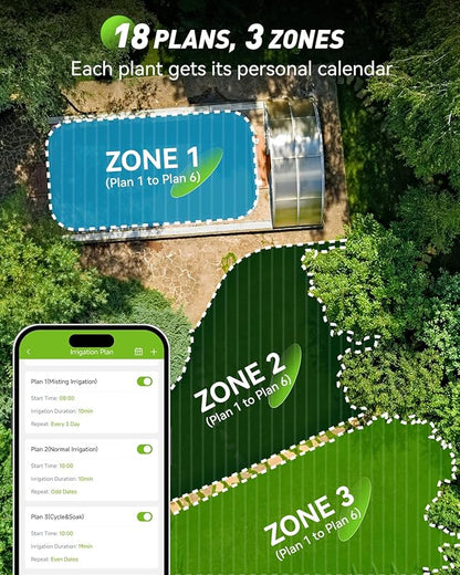 RAINPOINT 3 Zone WiFi Water Timer with Smart Gateway, Brass Inlet/Outlet WiFi Sprinkler Timer, Voice Control, Smart Watering System by Time/Weather/Quantity/Soil Moisture, Rain Delay & Manual Watering