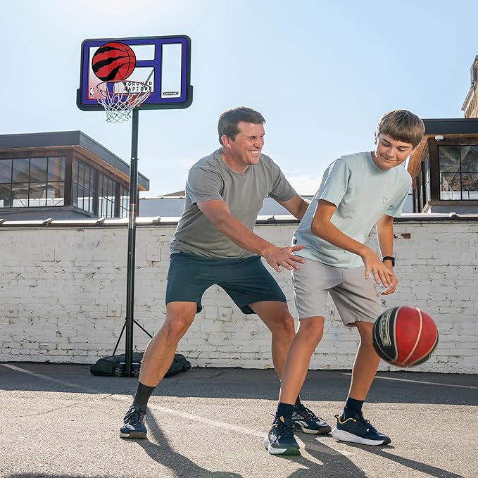 Lifetime NBA Toronto Raptors Portable Basketball Hoop, Adjustable Height 7.5-10 Ft, 44 Inch Shatterproof Fusion Backboard, Base with Wheels