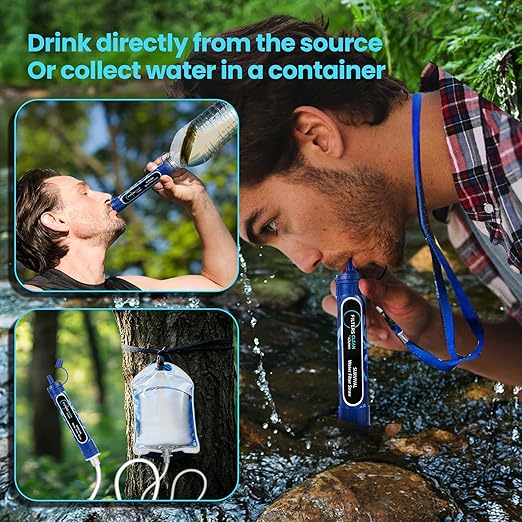 Filters-Clean Survival Water Filter Straw – 0.1 Micron Portable Personal Water Filter, 4,000L (1,056 Gallon) Capacity – Removes 99.9999% Bacteria & Protozoa – Hiking, Camping & Emergency - 2 Pack