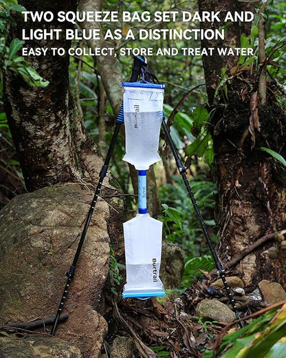 Squeeze Water Bag Compatible with Squeeze Water Filtration System,Foldable Squeeze Bag for Survival Water Filter Straw,2L Durable TPU Material Water Container,Pack of 2
