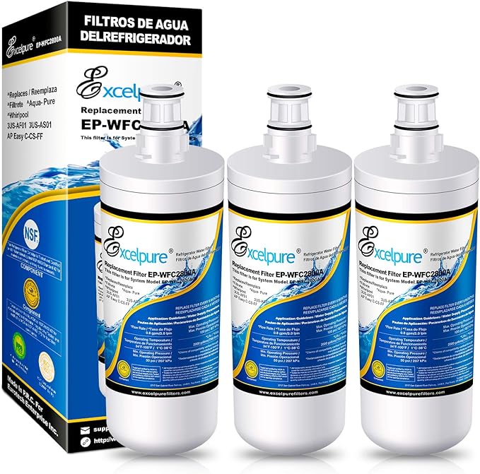 EXCELPURE 3US-AF01 Under Sink Water Filter Replacement for Filtrete Standard 3US-AF01 3US-AS01 Whirlpool WHCF-SRC WHCF-SUFC WHCF-SUF 3PACK