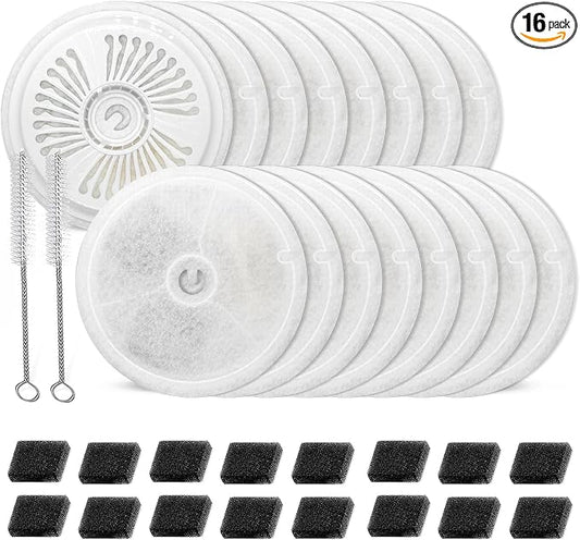 16 PCS Filter Unit 3.0 Pet Cat Kit Water Fountain Filters,Fit for E versweet Solo 2/Solo SE, E versweet 3 Pro/2S/3, Including Replacement Filters and Replaced Foam Pump Filter