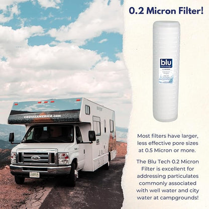 GoBluTech 10-Inch RV Water Filter Recharge Pack for AR3 XLT-2.5” x 10” for RV Water Filter System, 0.2 Micron High Flow, Granular Activated Carbon “Tasty”, and Sediment “Longevity” - US Veteran Owned