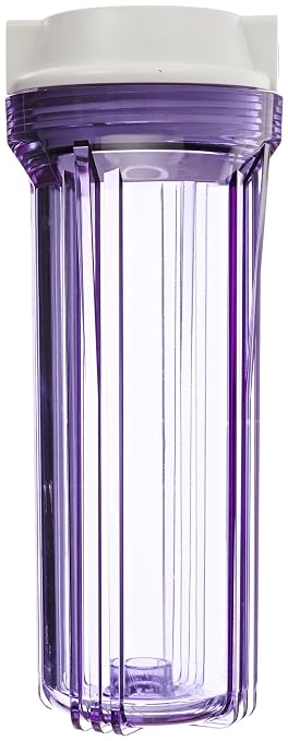 Hydronix HF2-10CLWH12, 10" Clear Housing with White Flat Cap for RO & Filtration Systems, 1/2" Ports,1 Count (Pack of 12)