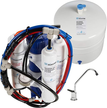 Home Master TMAFC Artesian Full Contact RO System 7-stages 4.5s Fill Rate & ISetTMA8 Water Filter Change Set White