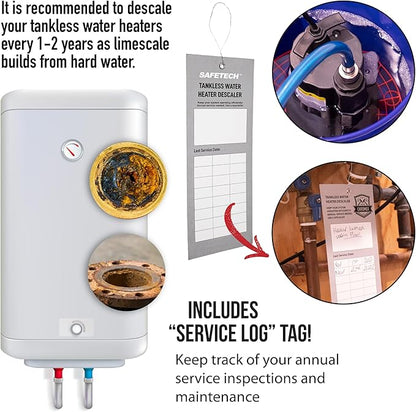 Safetech Tankless Water Heater Flushing Kit with Screw-Top Lid, Premium Hoses, 1/6 HP Utility Pump, and Pump Grate - Just Add Vinegar