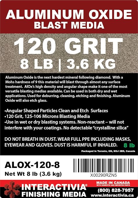 #120 Aluminum Oxide - 8 LBS - Fine Sand Blasting Abrasive Media for Blasting Cabinet and Blasting Guns.