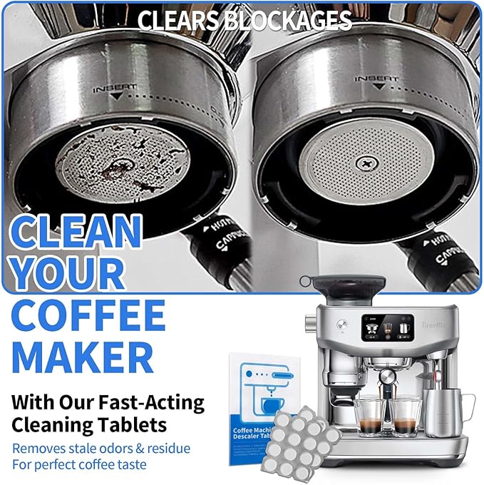Coffee Machine Cleaning Tablets, Machine Descaler Tablets, 24PCS Coffee Machine Descaler Tablets - Plant-Based Universal Cleaner for Keurig Nespresso Delonghi, Deep Cleaning Descaling Solution (24PCS)