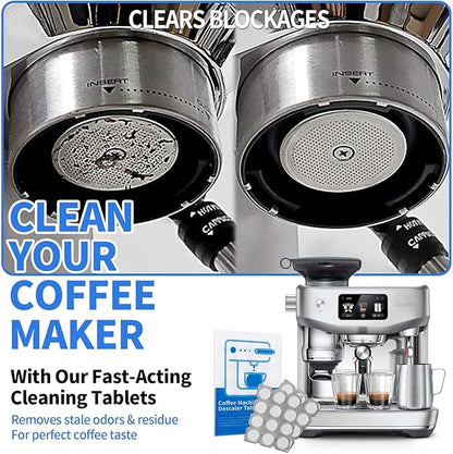 Coffee Machine Cleaning Tablets, Machine Descaler Tablets, 24PCS Coffee Machine Descaler Tablets - Plant-Based Universal Cleaner for Keurig Nespresso Delonghi, Deep Cleaning Descaling Solution (24PCS)
