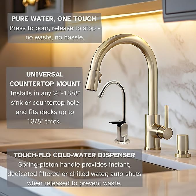 Westbrass R203-NL-07 6" Touch-Flo Style Pure Water Dispenser Faucet, Satin Nickel