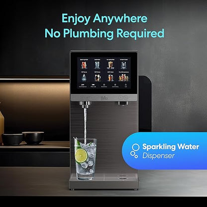 Brio Q60 Sparkling Water Countertop Dispenser with Refillable Tank, No Plumbing Required, Instant Hot & Cold, 4-Stage Reverse Osmosis Filtration, Touch Screen Display, Black