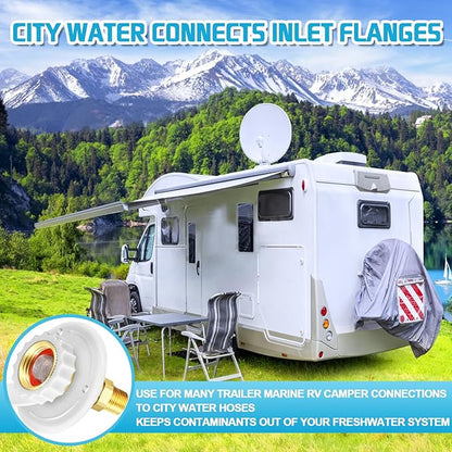 FANOVO RV City Water Inlet with Check Valve, RV Fresh Water Inlet 1/2" NPT Male RV Water Inlet,City Water Connection for RV Marine Camper Motorhome Trailer