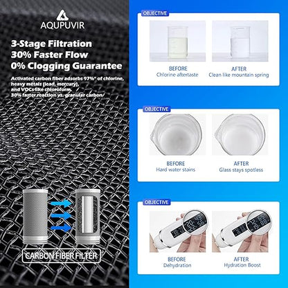 Faucet Water Filter, 3-Stage Filter with UV-C & Self-Powered Display, Dual Modes for Tap/Filtered Water, Safe for Food & Skin Fits 22/24/28mm and Circular Tap