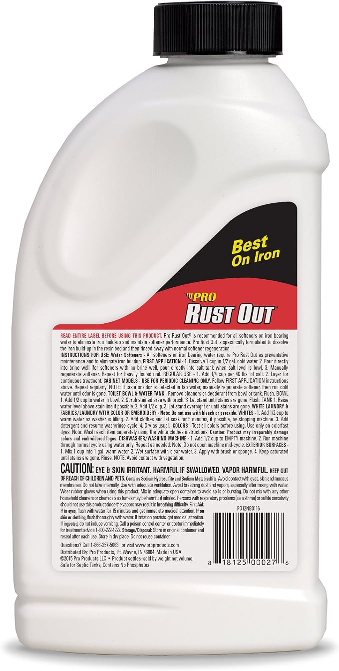 Pro Products RO24B Rust Out Water Softener Cleaner Powder for High Iron, 1.375 lb Bottle, 6 Pack