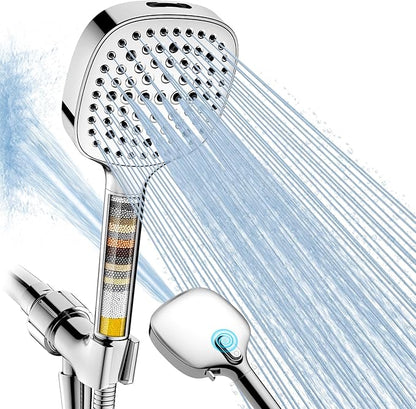Filtered Shower Head with Handheld, High Pressure 7 Spray Modes Showerhead with Filters, Detachable Shower Heads, Water Softener Filter for Hard Water - Remove Chlorine