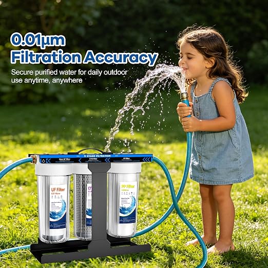RV Water Filter System,5-Stage RV Water Filter System for Rvs and Campers, 1" Inlet/Outlet, 0.01 Micron Filtration Reduces Sediments, Chlorine, VOCs, Heavy Metals & Odors, Travel Trailers, Boats