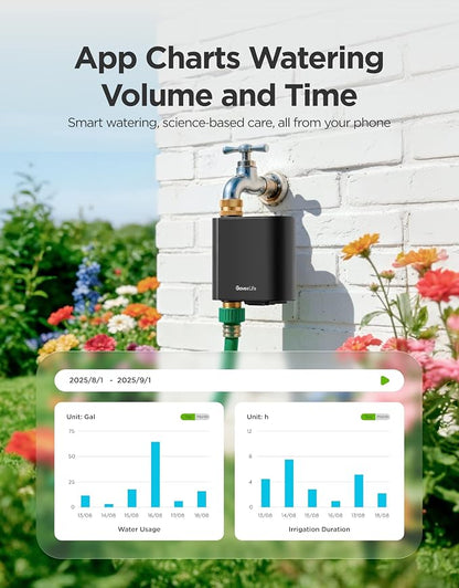 GoveeLife H5901 Smart WiFi Sprinkler Timer with Gateway, 1 Water Outlet | 1640ft Gateway-Device Range, App Remote Control, Weather Adaptive, Brass Connectors, IP67, 2Yr Battery, for Garden/Lawn/Yard